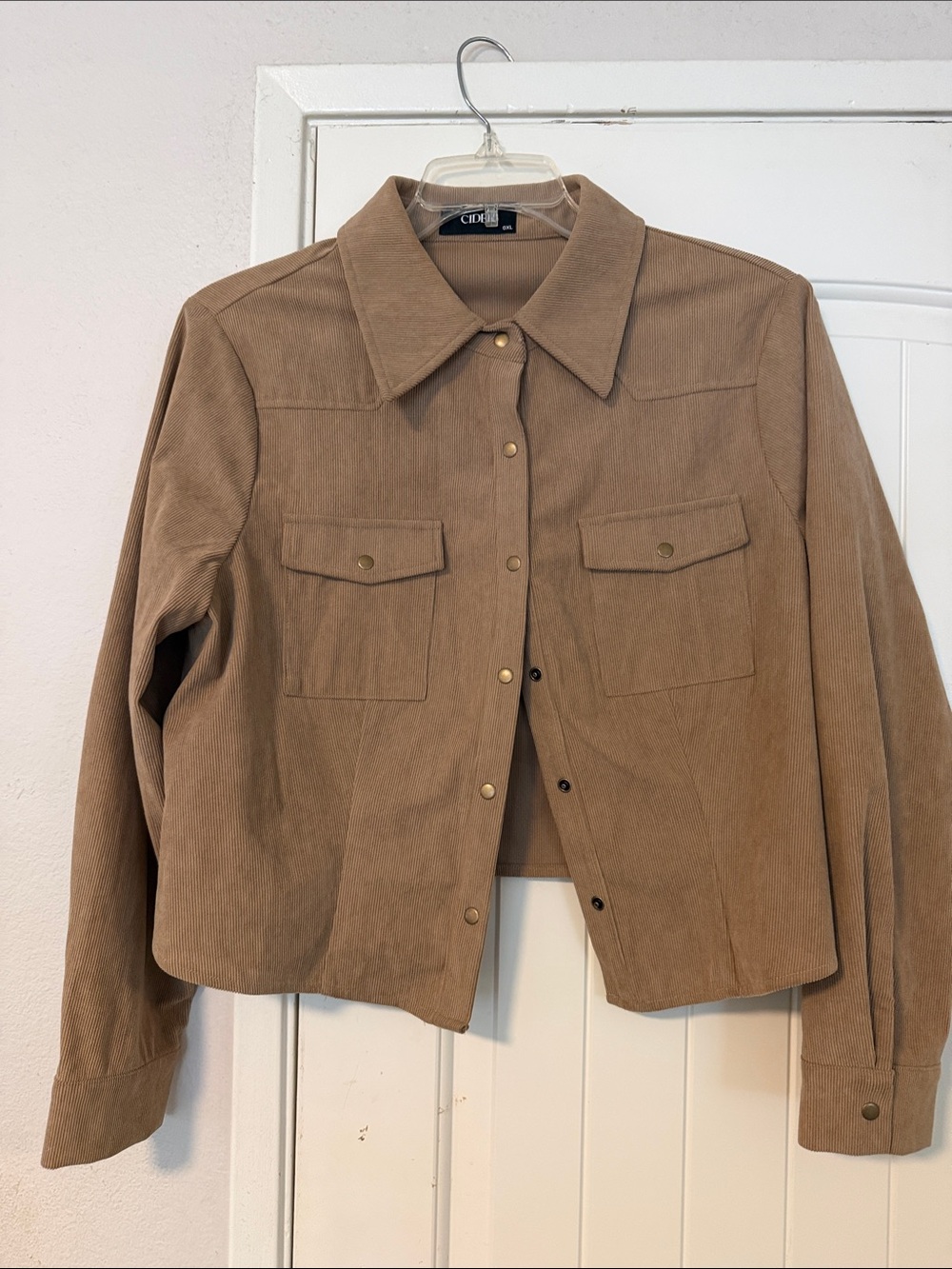Cider Corduroy Utility Jacket in Taupe Brown